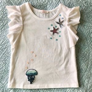 Truly Me Sequined Under the Sea Jellyfish Star Fish Shirt Top sz 5